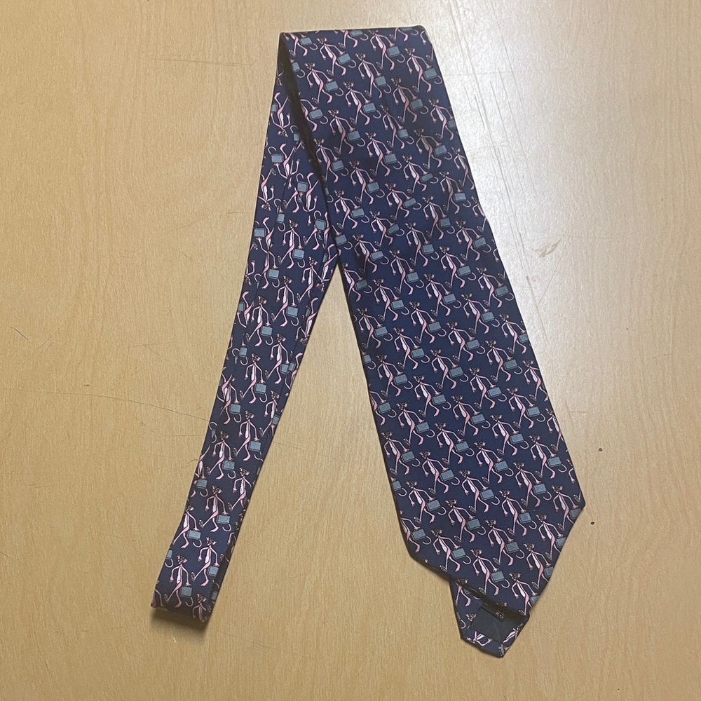 Classic Navy and Pink Patterned Men's Tie